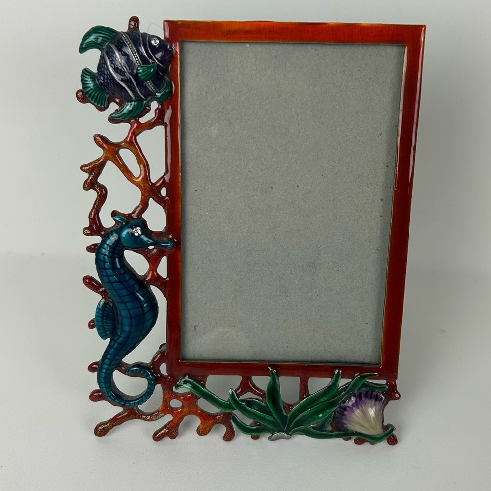 VTG NOS 'Mistco' Colorful Enamel sea animals on Pewter or Metal Picture Frame